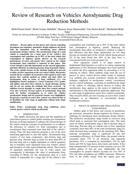 Review of Research on Vehicles Aerodynamic Drag Reduction Methods (PDF ...