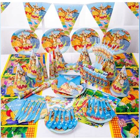 Winnie The Pooh Theme Happy Birthday Party Decorations Banderitas Paper Plates Party Hats ...