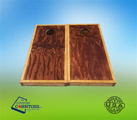 Stained Trim Front View cornhole boards - Custom Corntoss