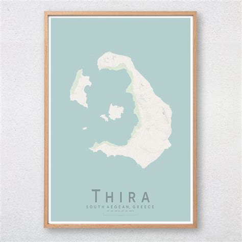 SANTORINI Map Print THIRA Greek Island Map Print Wall Art - Etsy