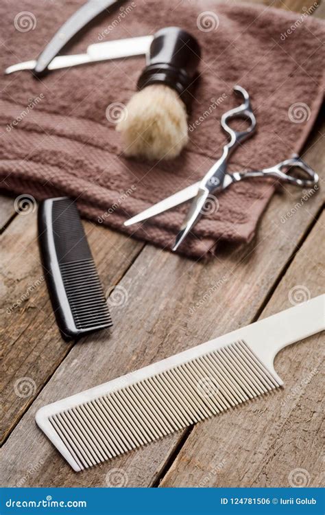 Beard comb and scissors stock photo. Image of manly - 124781506