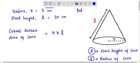 SOLVED: 10. Calculate the slant height of a cone whose height is 12 cm and the radius is 8 cm ...