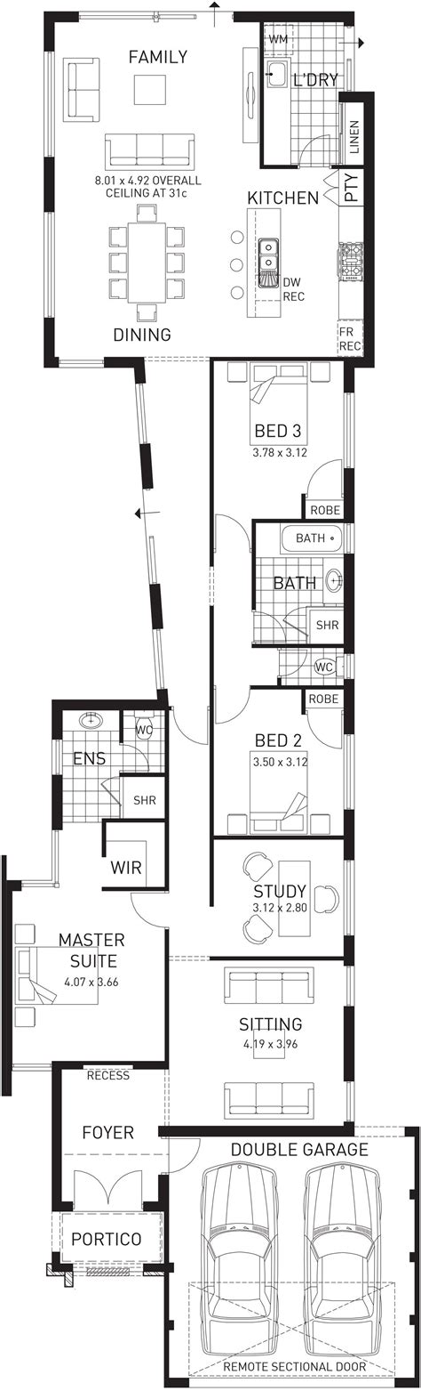 Narrow Home Floor Plans - Good Colors For Rooms