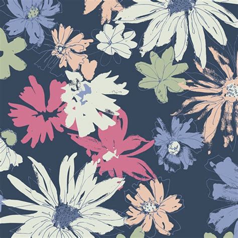 Canvas Fabric by the Half Yard, navy floral – Shaggy Baggy