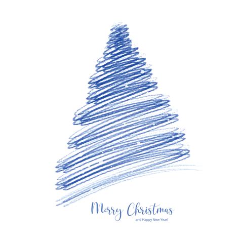 Merry christmas line tree holiday card background 14029594 Vector Art ...