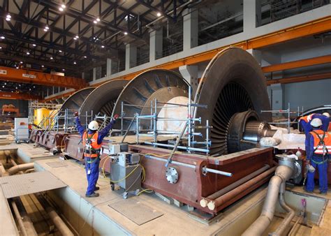 Steam turbine of the coal power plant "Moorburg" in Hamburg, Germany ...