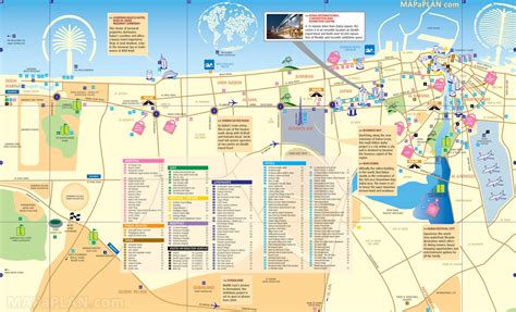 Map of Dubai tourist: attractions and monuments of Dubai