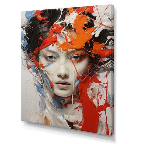 Designart "Japon Art Kabuki Drama Woman Portrait II" Japan Art Wall Art Living Room - Bed Bath ...