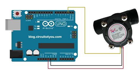 Water flow measurement with Arduino | Circuits4you.com