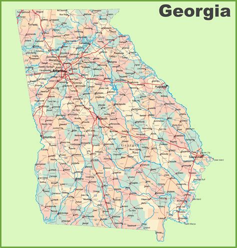 Georgia Road Map with Counties | secretmuseum