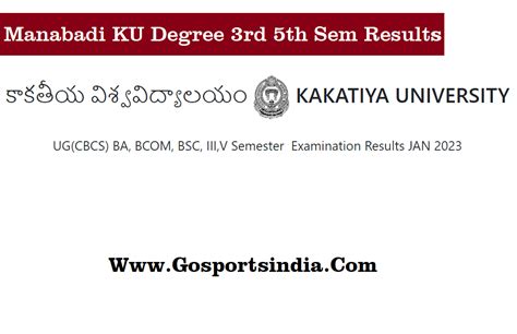 Manabadi KU Degree 3rd 5th Sem Results 2023 Release Date