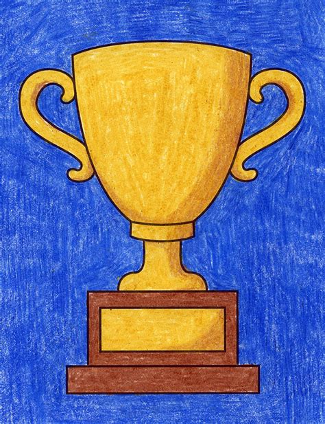 Easy How to Draw Trophy Tutorial and Trophy Coloring Page