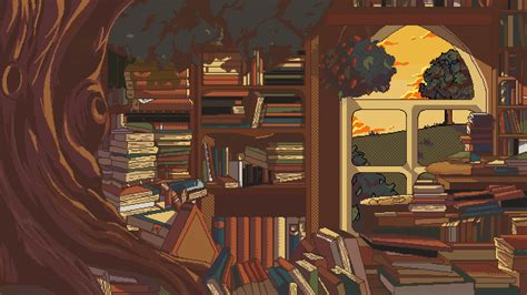 The Willow Library, pixel art wallpaper by citrusmillie on Newgrounds