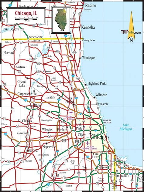 Map of Chicago street: streets, roads and highways of Chicago