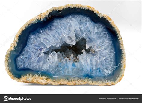 Geode Crystals Light Blue Color Cross Section Natural Stone — Stock Photo © VladK213 #195788128