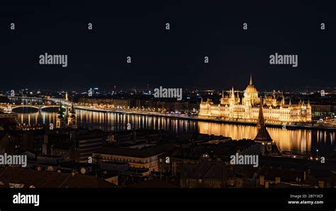 Budapest Parliament by night (Panorama Stock Photo - Alamy