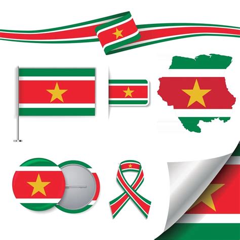 Suriname flag with elements 2612053 Vector Art at Vecteezy