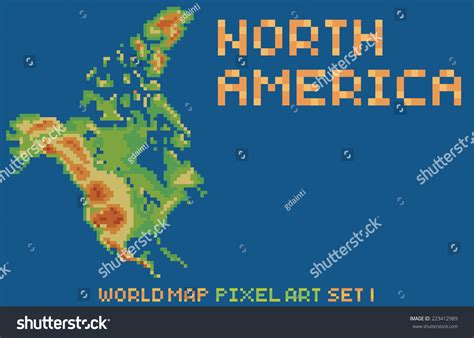 Pixel Art Style Map North America Stock Vector (Royalty Free) 223412989 | Shutterstock