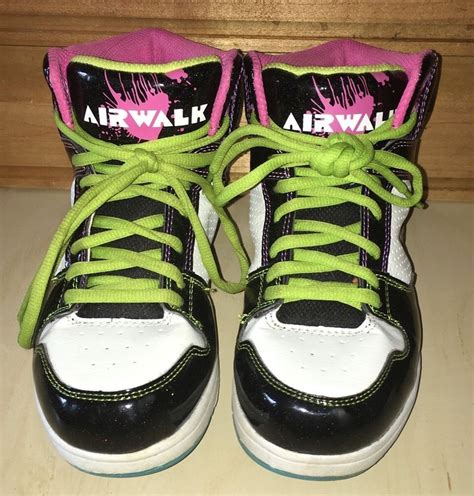 Girls Airwalk High Top Sneakers, Size 3, Black & White w/ Pink #Airwalk | High top sneakers ...