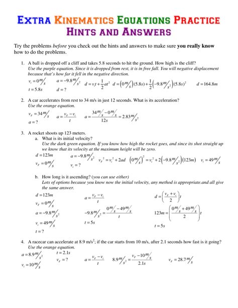 Kinematics Questions And Answers