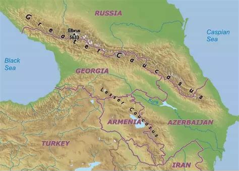 Caucasus Mountains Map