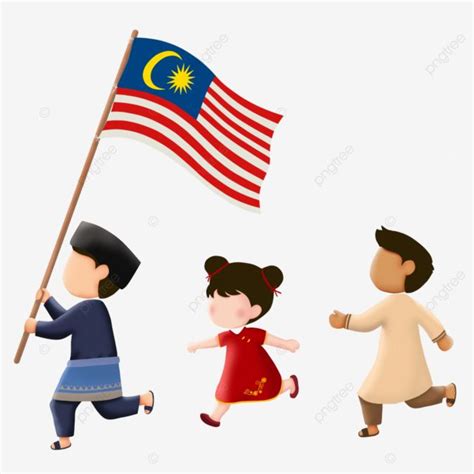 Malaysia Independent Day PNG Image, Malaysian Culture Running Holding Malaysia Flag In ...