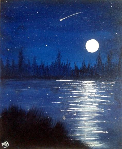 Night scenery painting | Night sky painting, Sky painting, Night painting