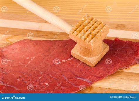 Tenderizing meat stock image. Image of hammer, culinary - 29763835