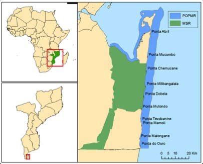 Map of the Ponta do Ouro Partial Marine Reserve in southern Mozambique ...