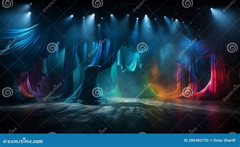 Blue stage curtain stock photo. Image of unfolds, blue - 286483720