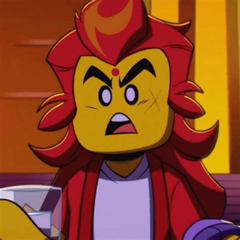 a cartoon character with red hair and an angry look on his face