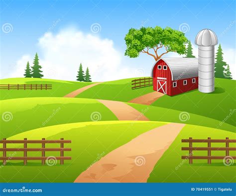 Cartoon Illustration Of Farm Background Stock Vector - Image: 70419551