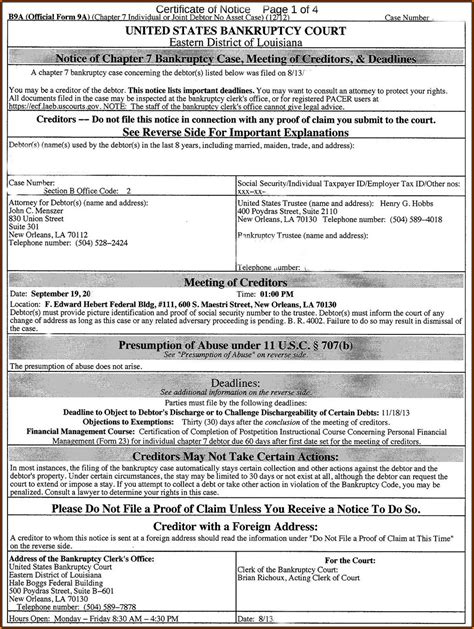 Bankruptcy Chapter 7 Forms California - Form : Resume Examples #A19Xoqk24k