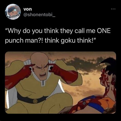 One Punch Man / Saitama v Goku Invincible Meme (@shonentobi_ on Twitter) | One punch man funny ...