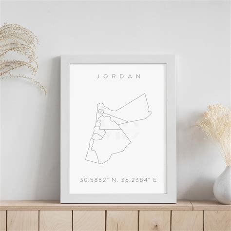 Jordan Map Outline, Minimal Jordan Map, Modern Jordan Map, Minimal ...