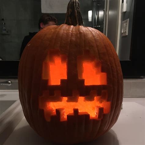 Happy Halloween, everyone! Here is a pumpkin carving that I did. : r/Minecraft