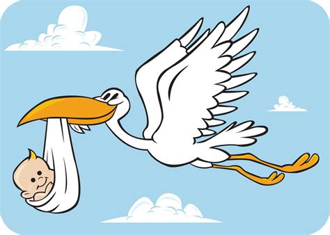 Happy stork flying with baby in beak free image download