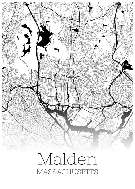 'Malden Massachusetts map' Poster, picture, metal print, paint by ...