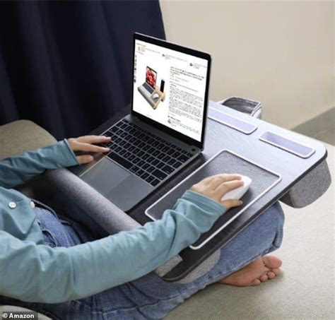 This cushioned laptop tray helps you work from your bed, sofa or lap ...