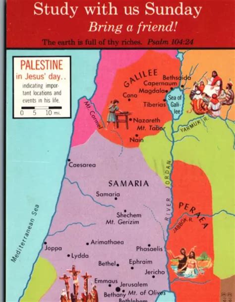 MAP OF PALESTINE in JESUS' day.. Samaria Judaea VTG Postcard/pc125 post1967 £7.42 - PicClick UK