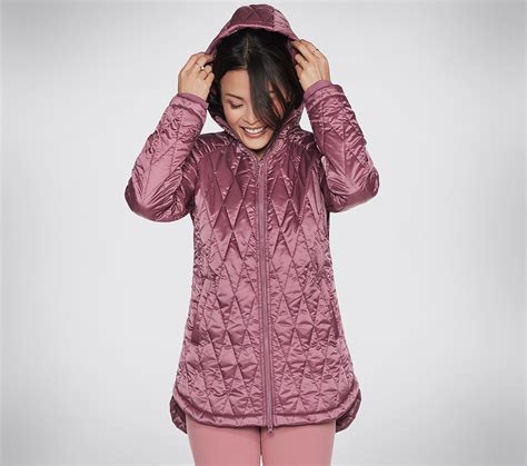 Skechers Gowalk Diamond Quilt Jacket | Dark Mauve Quilt Jacket For Women | India