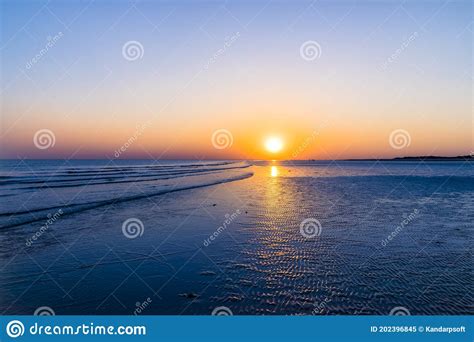 Sunset at Mandvi Beach, Kutch Stock Image - Image of reflection, famous ...