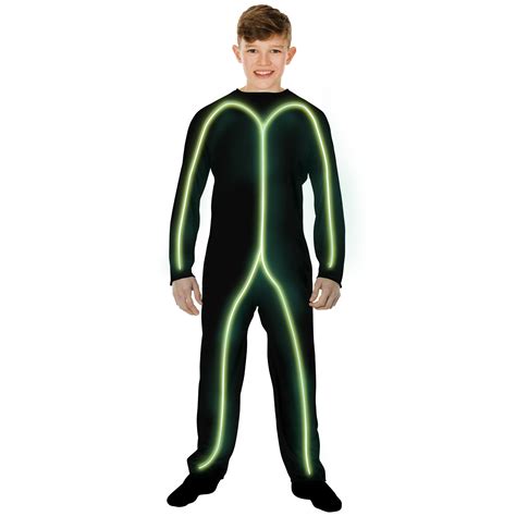 Light Up Stick Man Jumpsuit Halloween Costume Kids Stickman Glow Fancy Dress | eBay