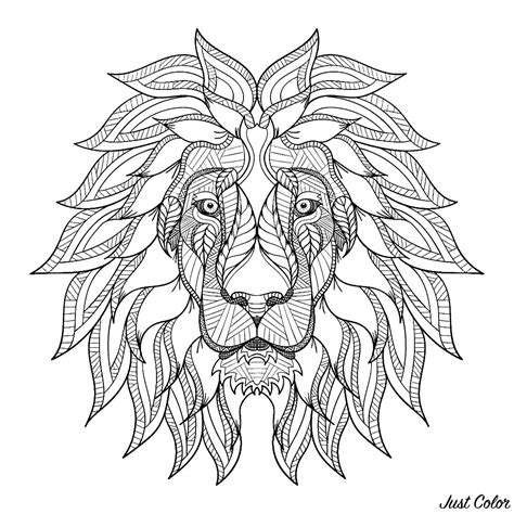 Tete de lion et criniere - Lions - Coloriages difficiles pour adultes