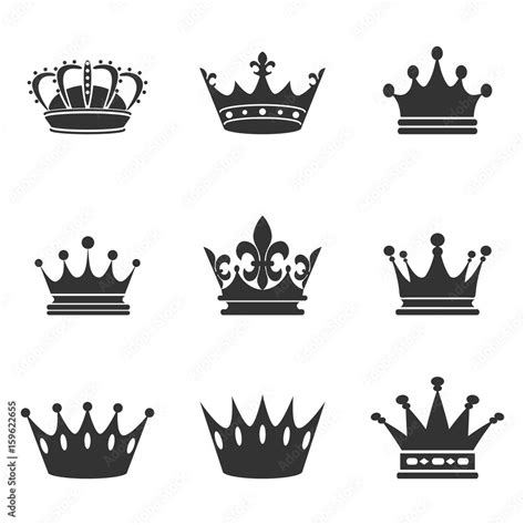 Collection of crown silhouette.Monarchy authority and royal symbols ...