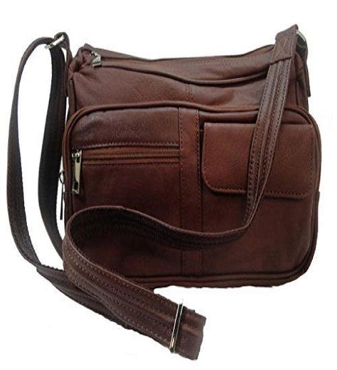 Concealed Carry Leather Gun Purse w/ Organizer & Shoulder Strap