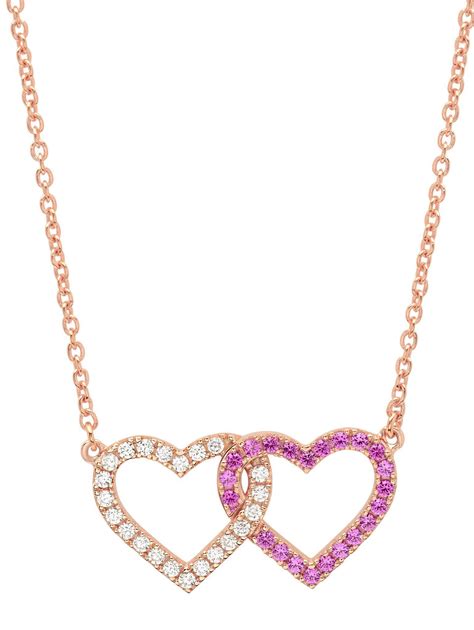 Simple two-tone interlinked heart necklace that adds a small pop of color to your outfit ...