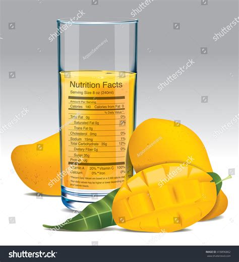 Vector nutrition facts of mango juice - Royalty Free Stock Vector 418896862 - Avopix.com