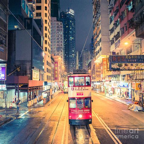 Hong Kong tram at night Photograph by Tuimages - Fine Art America