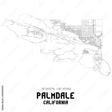 Palmdale California. US street map with black and white lines. Stock ...